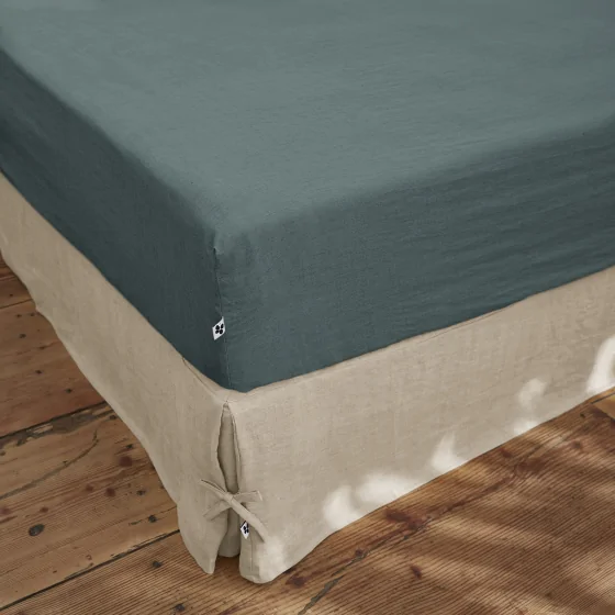 Drap housse 140 x 190 cm en  lin lavé Soline Gris foncé