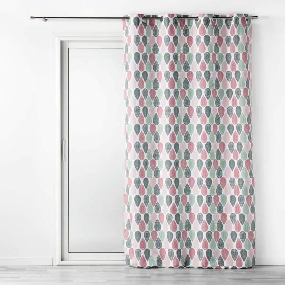 Lot de 2 rideaux tamisant a oeillets L140 x H260 cm polyester Palpito Rose/Vert
