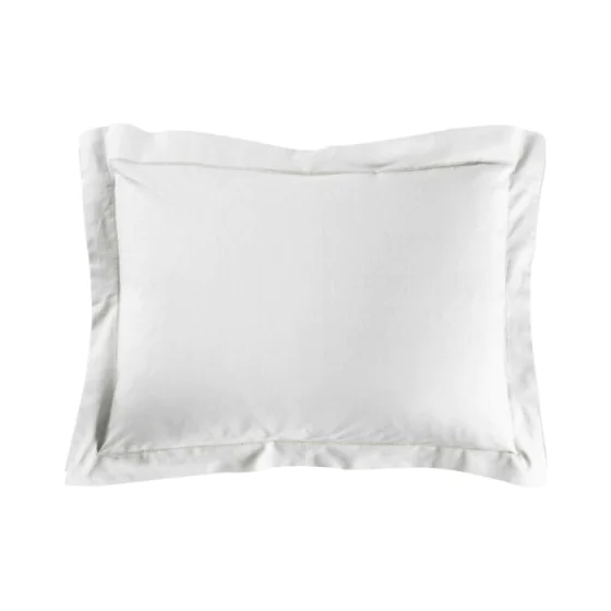 Taie d'oreiller 50 x 70 cm uni 57 fils lina  +point bourdon Blanc