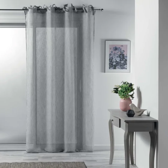 Voilage à nouettes 140 x 240 cm voile tissé Charlotte Gris