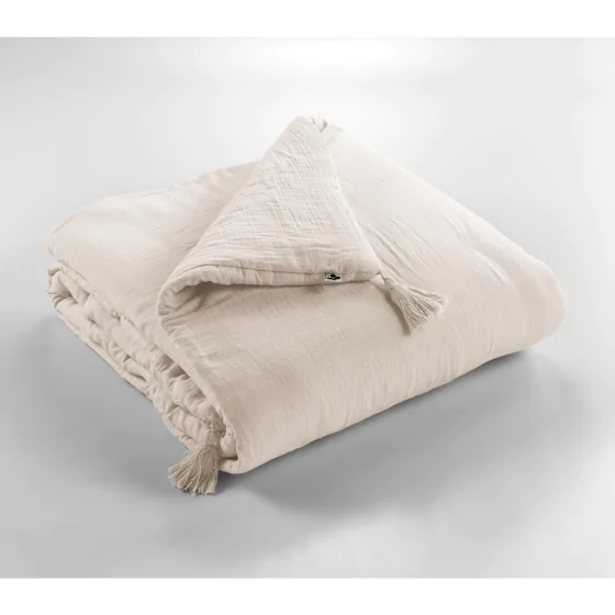 Edredon gaze de coton 150 x 150 cm gaïa pampa Naturel