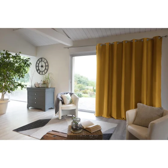 Rideau luxe baie vitrée occultant + isolant polaire L280 x H260 cm Inuit Jaune