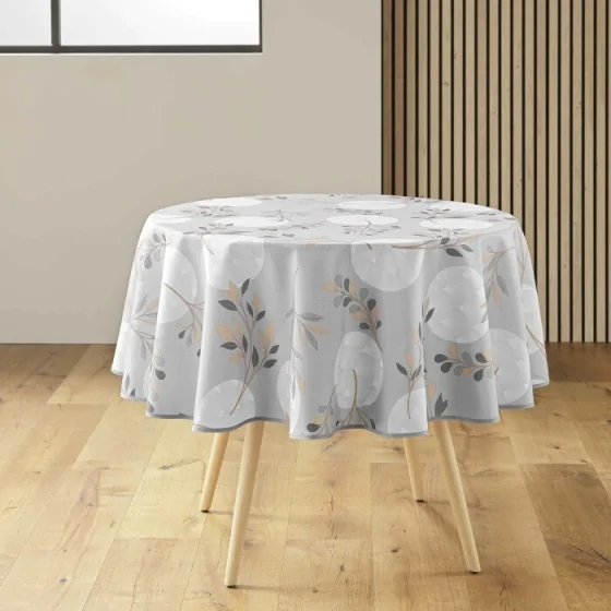 Nappe ronde (0) 180 cm polyester imprime manola Gris