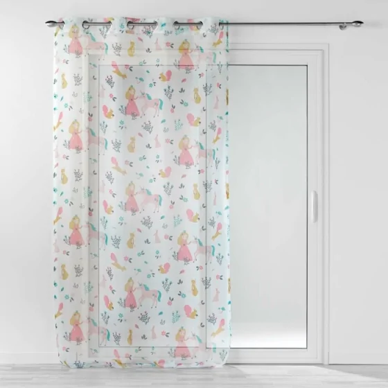 Panneau a oeillets 140 x 240 cm voile imprime transfert princesse licorne Blanc
