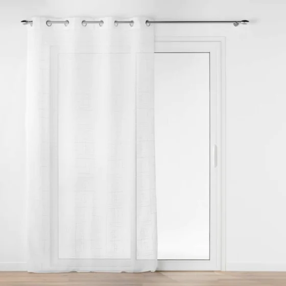 Voilage  oeillets 140 x 240 cm voile sable brodé metallisé odessa Blanc
