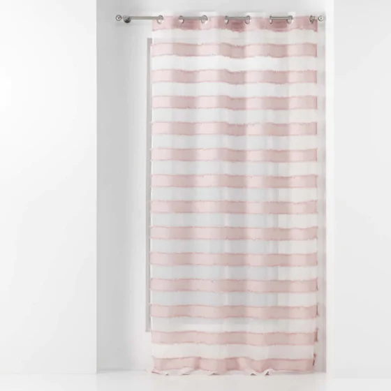 Voilage a oeillets 140 x 260 cm voile sablé fils coupés lalina Rose