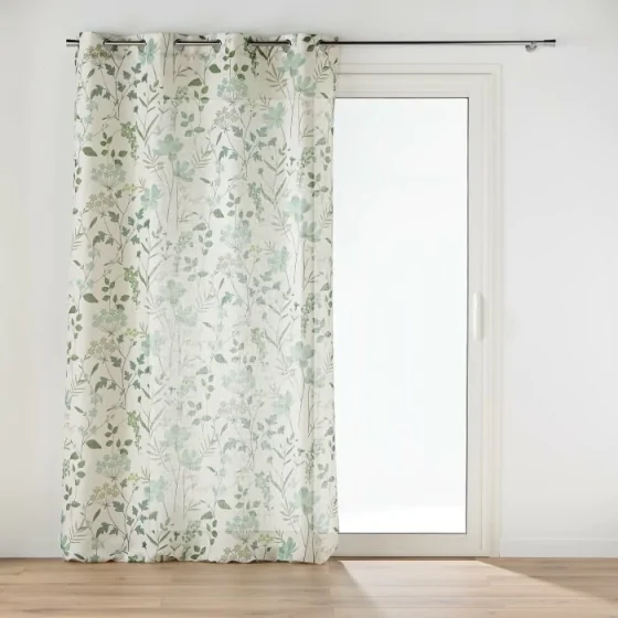 Rideau à œillets grande hauteur 140 x 280 cm en polyester/lin imprimé – Palmiflore