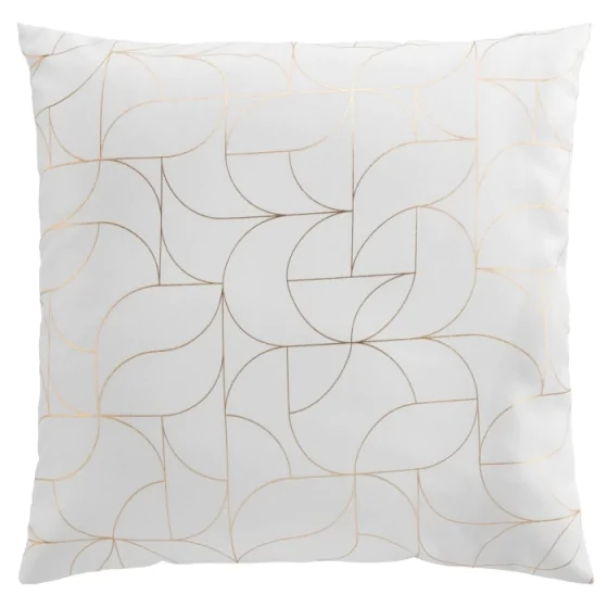 Coussin dehoussable compresse 60 x 60 cm polyester imp. metallise louxor Blanc