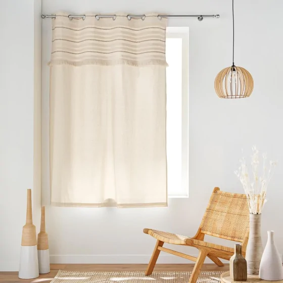 Rideau a oeillets petite hauteur 140 x 180 cm 100% coton Atlas Naturel
