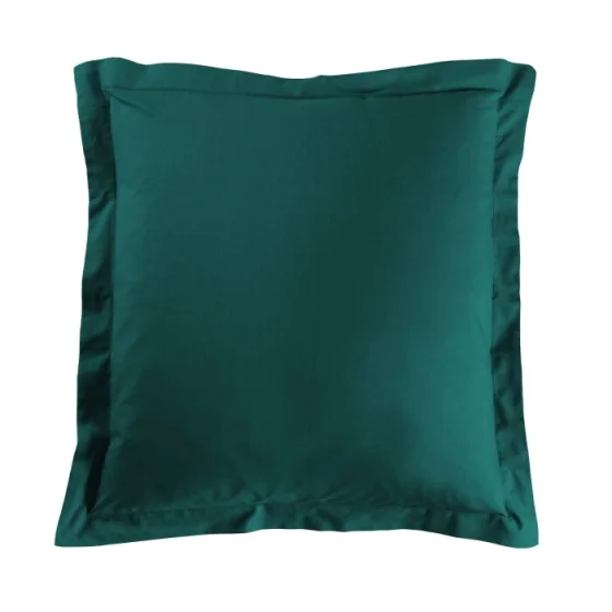 Taie d'oreiller 63 x 63 cm uni 57 fils lina  +point bourdon Emeraude