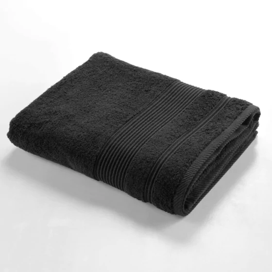 Drap de bain 90 x 150 cm eponge unie tendresse Noir
