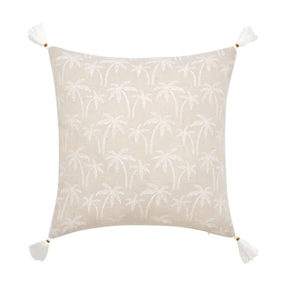 Coussin dehous. compr. pompons 45 x 45 cm polycoton imprime saharis Sans