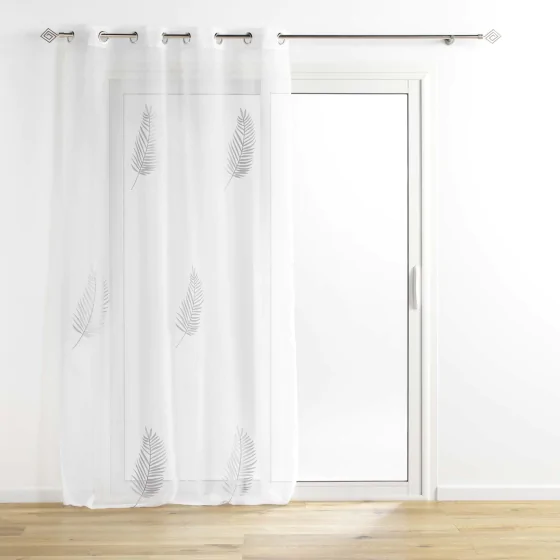 Voilage sablé  140 x 240 cm brodé metallisé Palmeor Argent