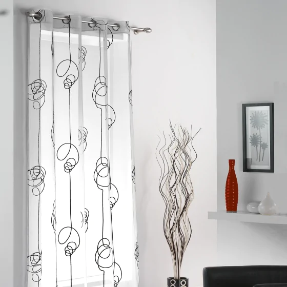 Panneau a oeillets 140 x 240 cm voile imprime transfert looping Blanc/Noir
