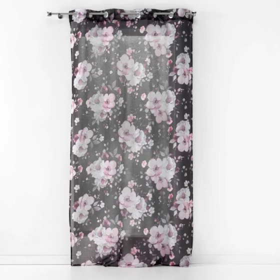 Panneau a oeillets 140 x 280 cm voile sable imprime velvet flower Noir