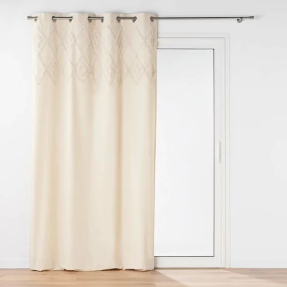 Rideau tamisant a oeillets 140 x 240 cm coton/polyester + haut tufté Athena Naturel