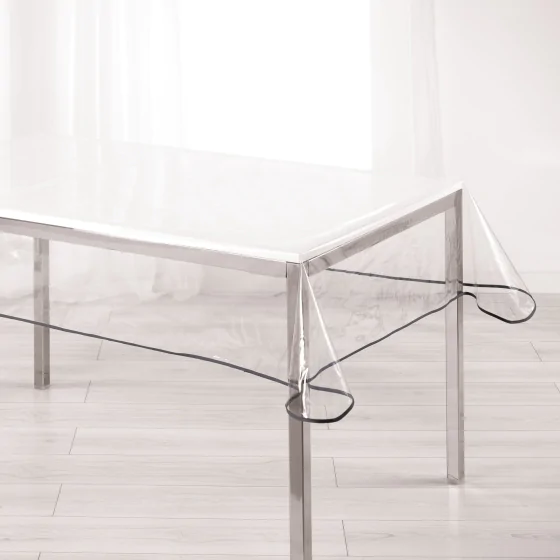 Nappe cristal rectangle 140 x 240 cm pvc uni 15/100e garden/biais Anthracite