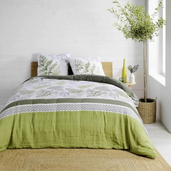 Housse de couette  240 x 220 cm double gaze coton 57 fils Verveine