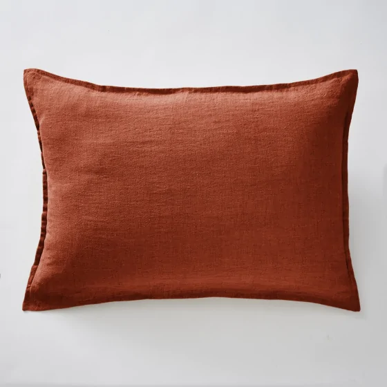 Taie d'oreiller 50 x 70 cm lin lavé soline paprika Orange
