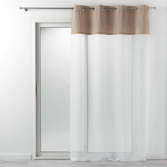 Voilage à oeillets 140 x 240 cm voile uni + jute Naturel kelonia