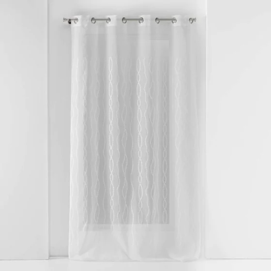 Panneau a oeillets 140 x 240 cm voile sable brode colyne Sans