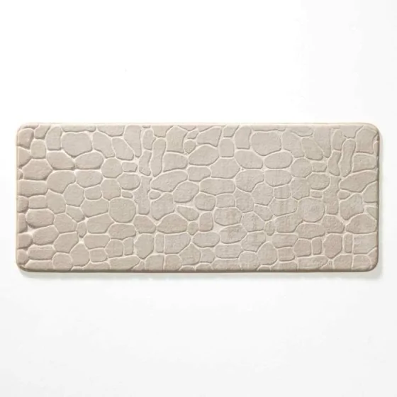 Tapis de bain 50 x 120 cm microfibre unie relief ricochet Taupe