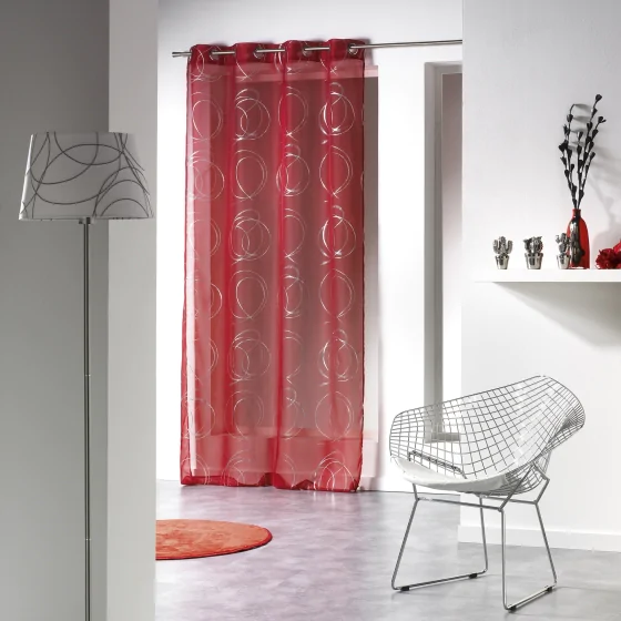 Panneau a oeillets 140 x 240 cm voile imprime argent bully Rouge