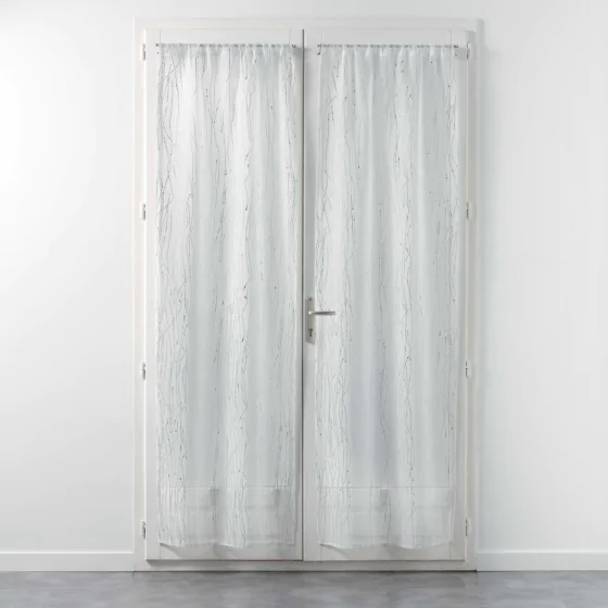 Paire droite passe tringle 2 x 70 x 200 cm voile sable applique filiane Blanc