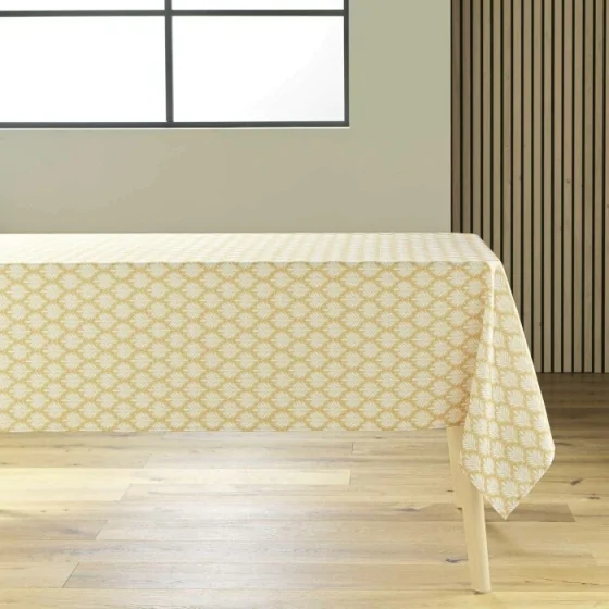 Nappe rectangle 145 x 240 cm polyester imprime davia Jaune