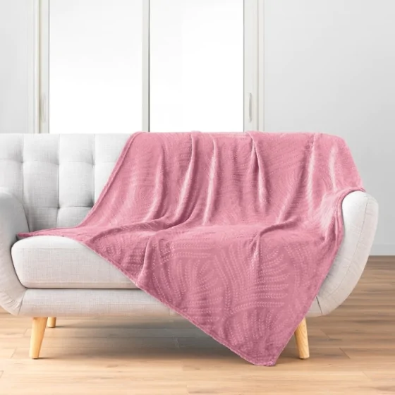 Plaid 125 x 150 cm flanelle relief unie nelia Rose
