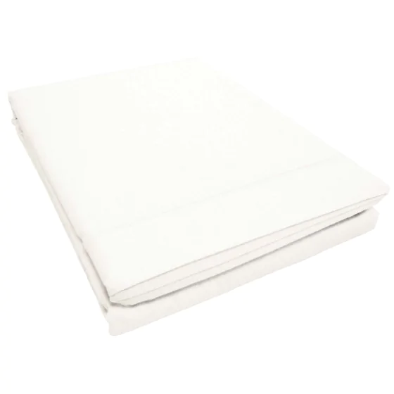 Drap plat 1 personne 180 x 290 cm uni 57 fils lina  + point bourdon Blanche