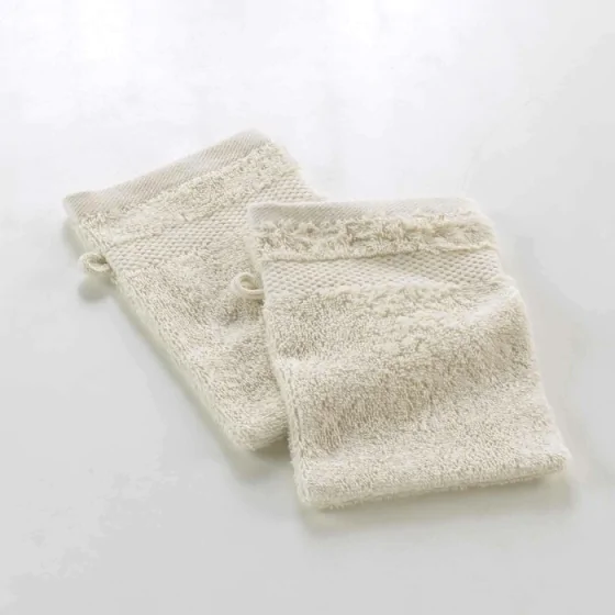 2 gants de toilette 15 x 21 cm eponge unie elegance Sable