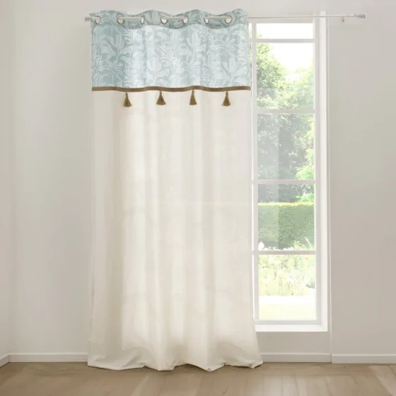 Rideau a oeillets 140 x 240 cm coton/polyester + pompon Hera