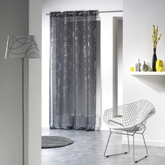 Panneau a oeillets 140 x 240 cm voile imprime argent bully Anthracite