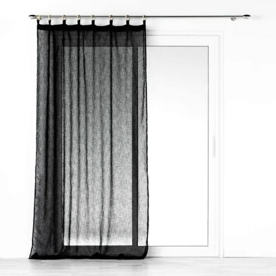 Voilage a oeillets bois 140 x 240 cm voile tissé Minalisa Noir