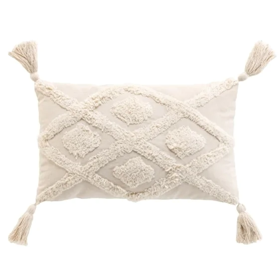 Coussin dehous. compr. pompons 30 x 50 cm coton/polyester tufte inca Sans