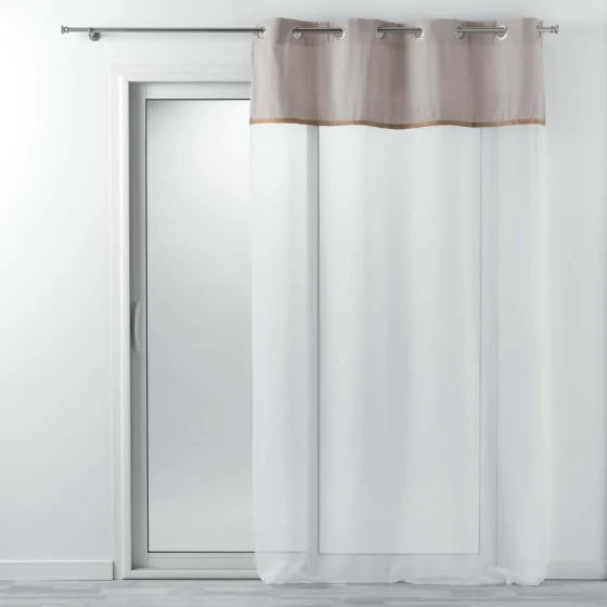 Voilage à oeillets 140 x 240 cm voile uni + jute gris kelonia