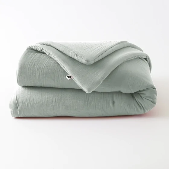 Édredon 180 x 240 cm - Double Gaze de Coton 125 gr/m² - Uni Gaïa Eucalyptus