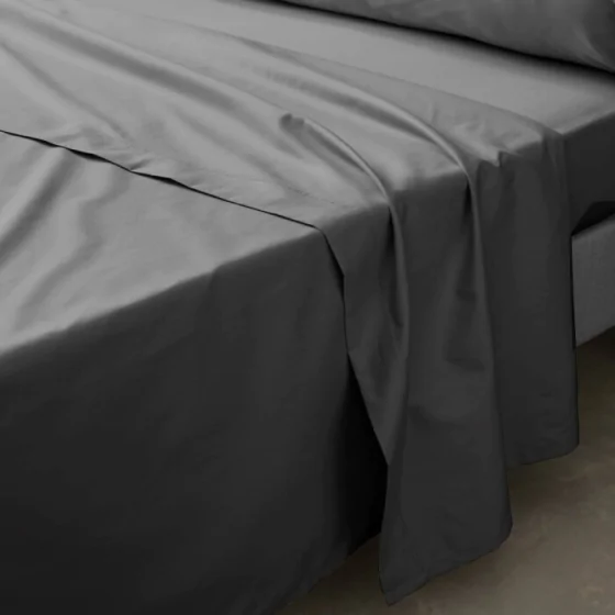 Drap plat 1 pers. 180 x 290 cm percale de coton 78 fils Acier