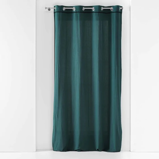 Rideau à oeillets 140 x 240 cm  Coton lavé Linette Pétrole