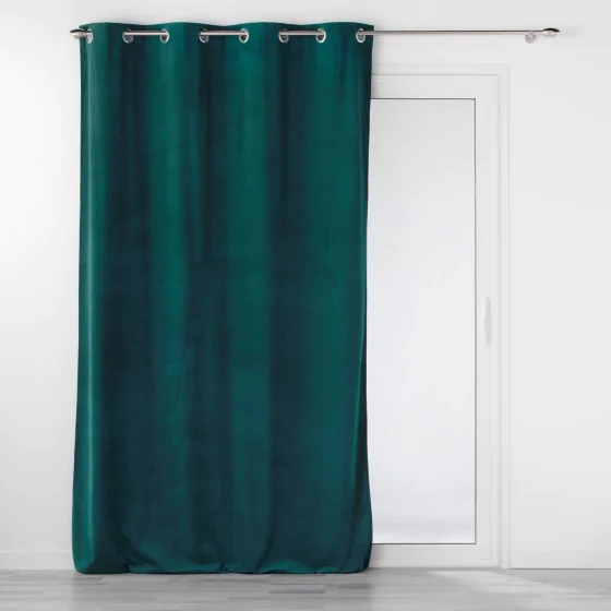 Rideau tamisant à oeillets 140 x 260 cm velours reflief Velouriane Emeraude