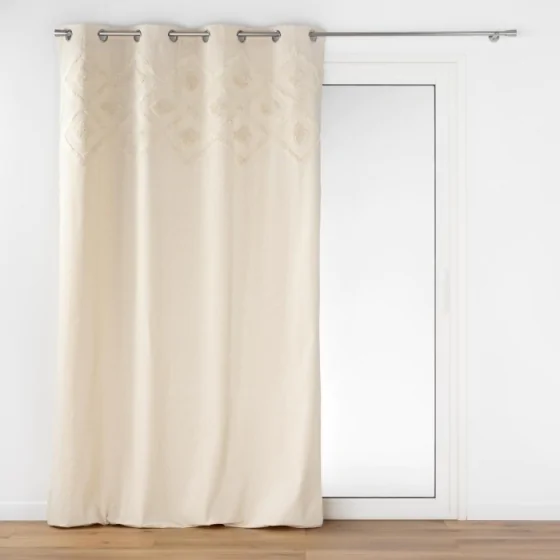 Rideau a oeillets 140 x 240 cm coton/polyester uni+top tufté Inca