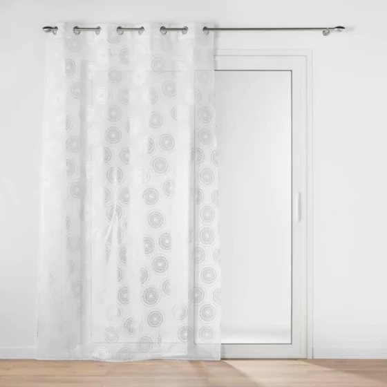 Panneau a oeillets 140 x 280 cm voile sable imprime metallise lison Argent