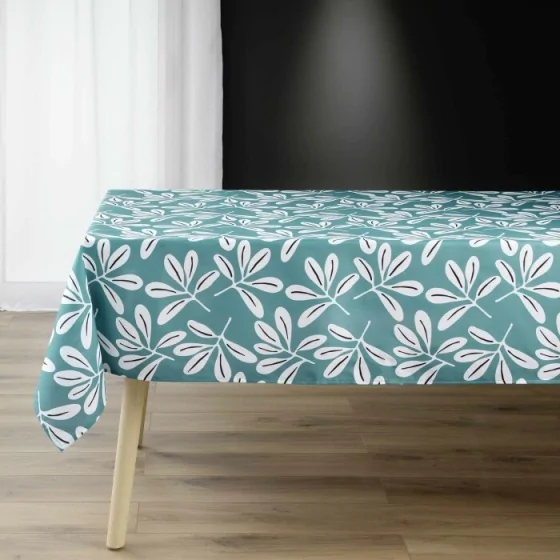 Nappe rectangle 140 x 240 cm microfibre imprimee sandy Bleu