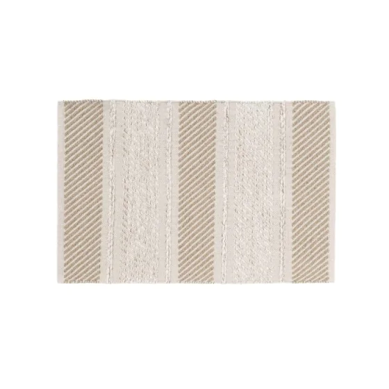 Tapis rectangle 60 x 90 cm coton/polyes fantaisie+fil met silves Naturel