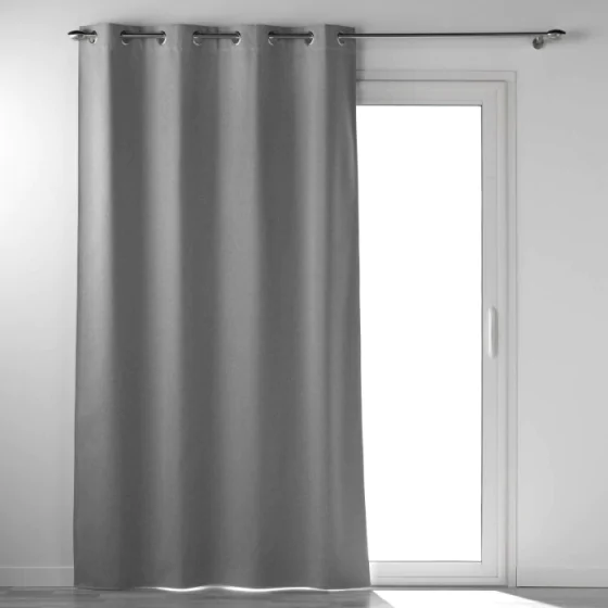 Rideau Lourd a oeillets 135 x 260 cm 100% occultant/chambray Occultiss Gris