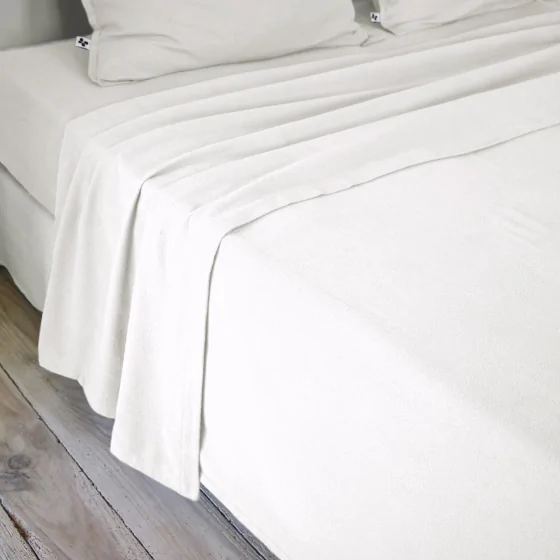 Drap plat 240 x 300 cm flanelle de coton chaude - Candice Blanc