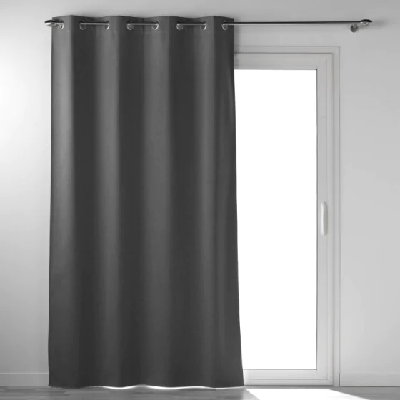 Rideau Lourd a oeillets 135 x 260 cm 100% occultant/chambray Occultiss Anthracite