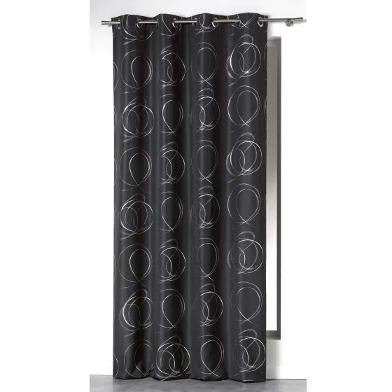 Rideau a oeillets 140 x 260 cm polyester imprime argent bully Anthracite