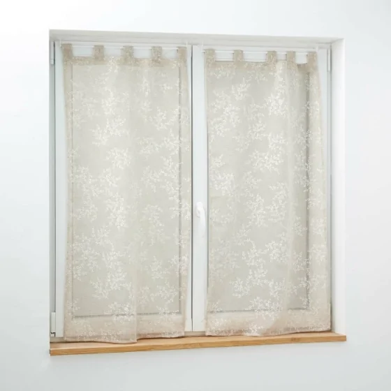 Paire droite passants 2 x 60 x 160 cm voile tisse applique karla Taupe